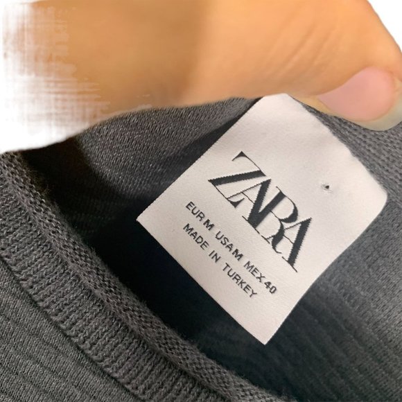 Zara Grey Thick Ribbed Long Sleeve Sweater Top Medium - Picture 3 of 6